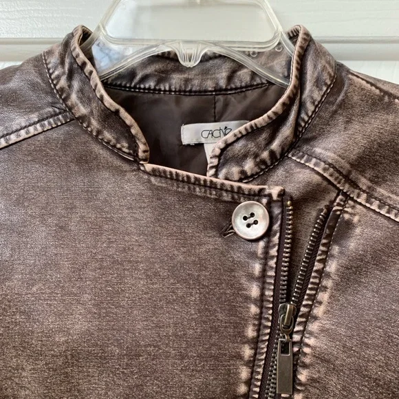 Cache Asymmetrical Zip Vegan Leather Jacket Motorcycle Size M - Picture 4 of 8